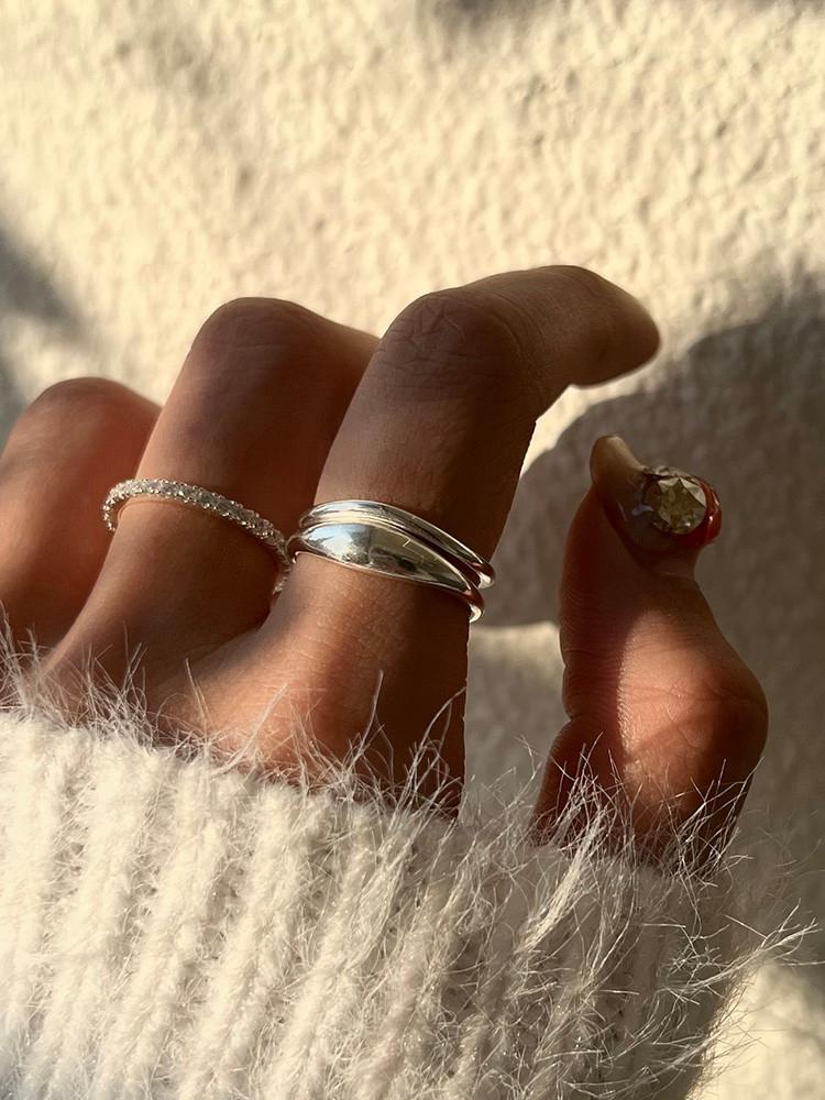 [무배] 실버 925 빈티지 볼드 두줄 프리 반지 D day 디데이