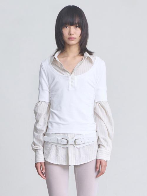 Button Scoop Neck Top _ White