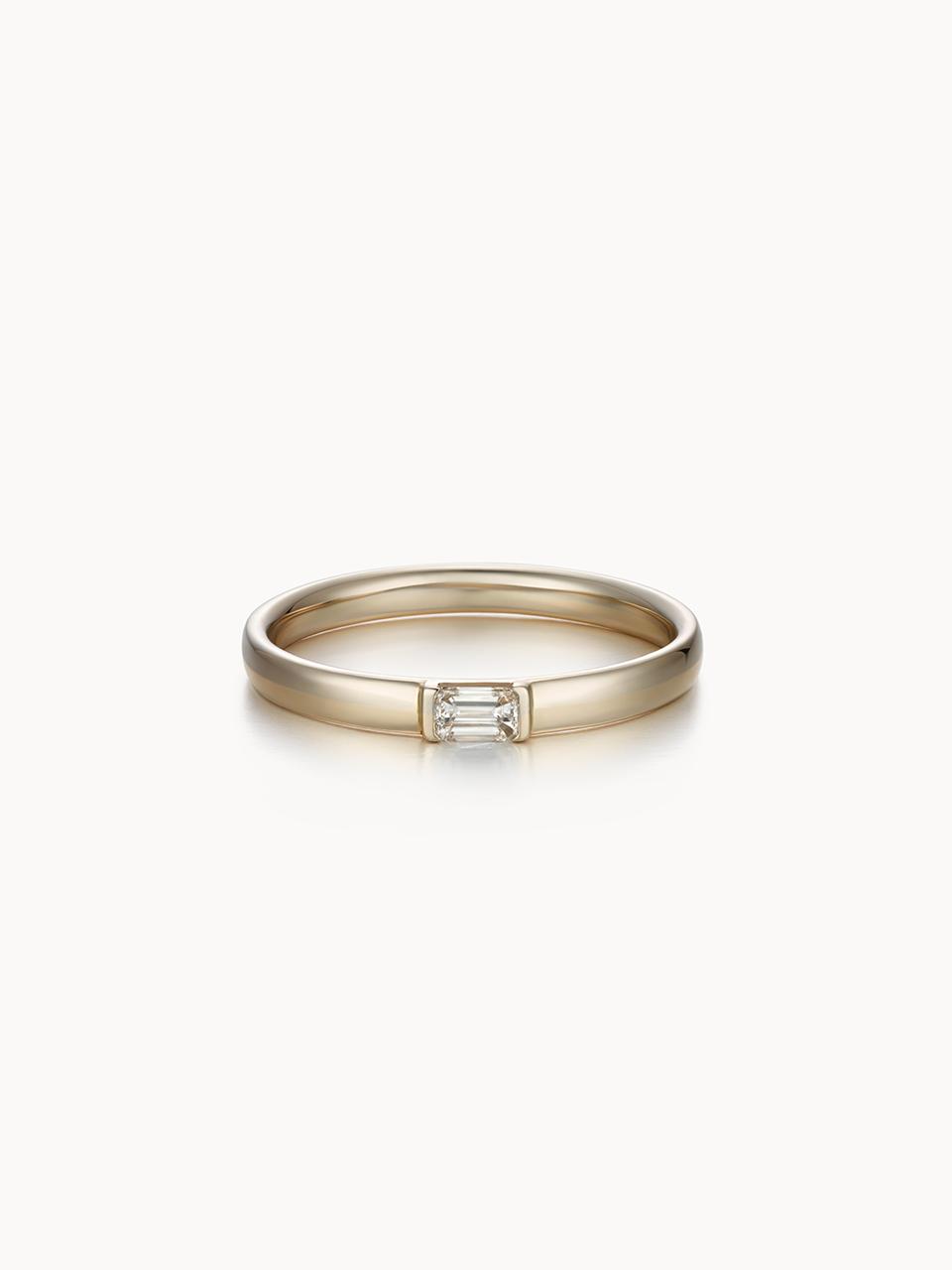 Classy Two-Tone Fancy Cut Ring - Emerald Cut