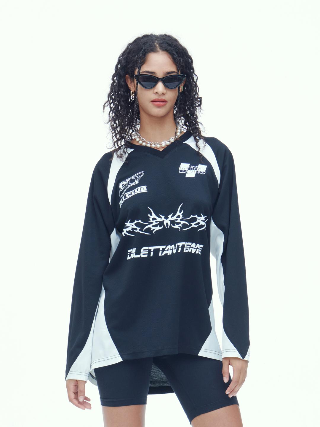 [르세라핌 채원착용]스포츠 풋볼 져지 티셔츠 (BK)