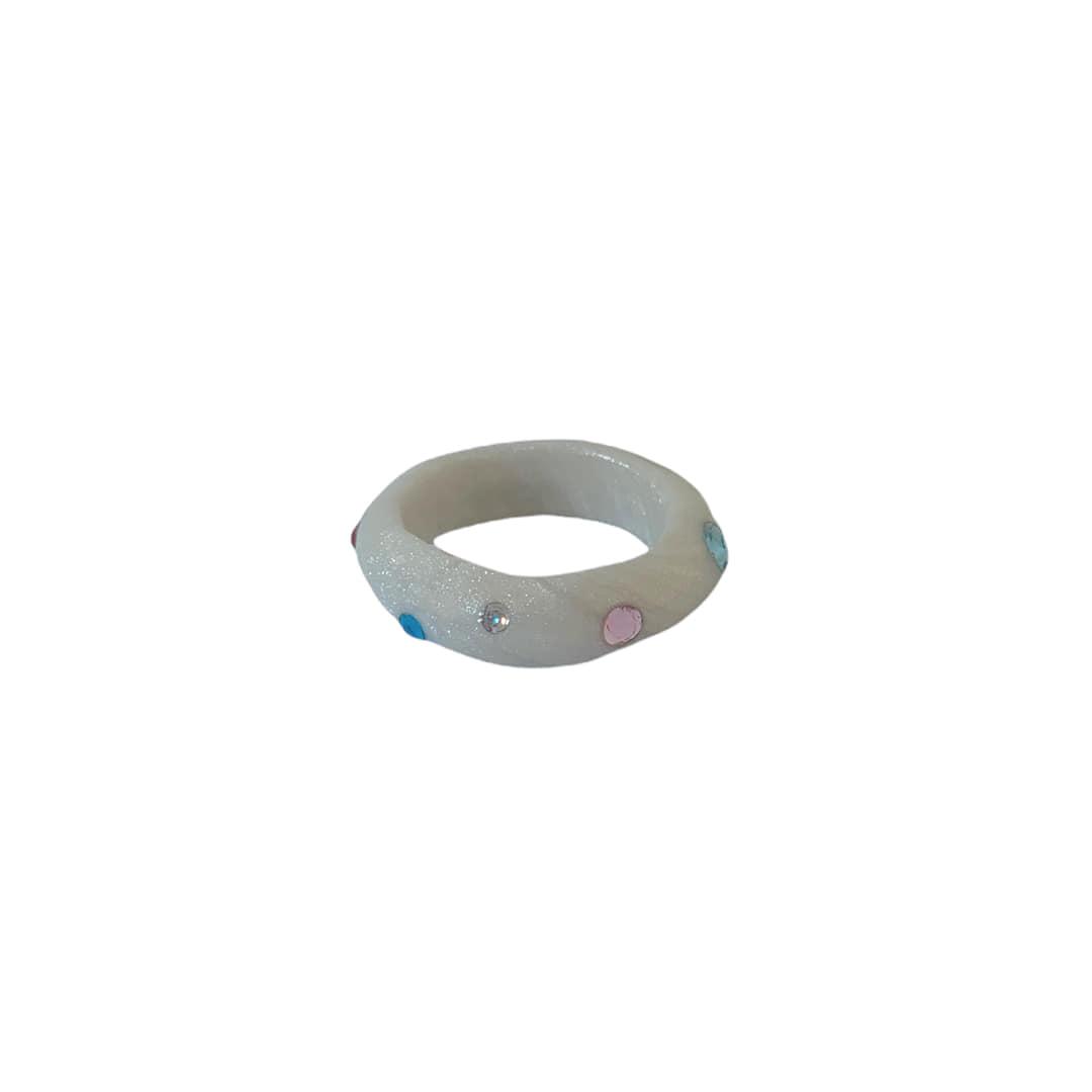 color parts ring_glitter white