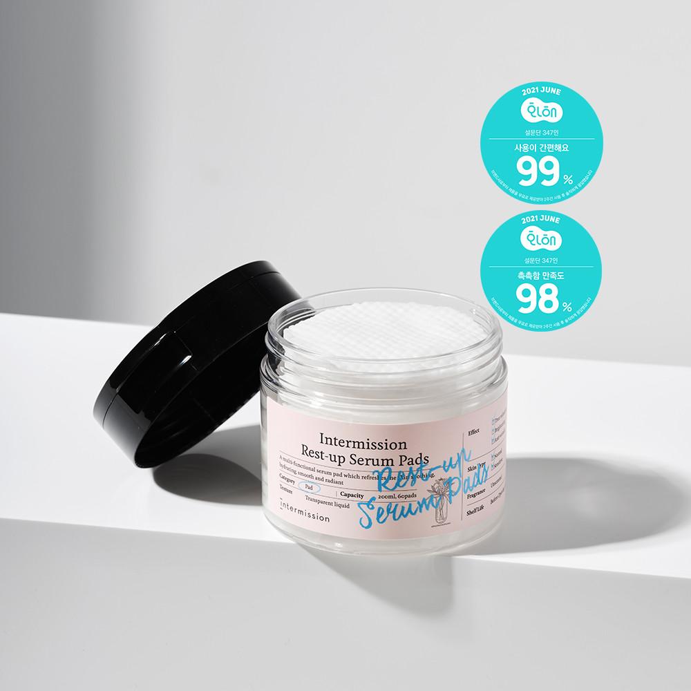 인터미션 레스트업 세럼패드 60매 / 특허시카 피부진정 약산성 토너패드 / 순한각질패드 시카패드 비건패드