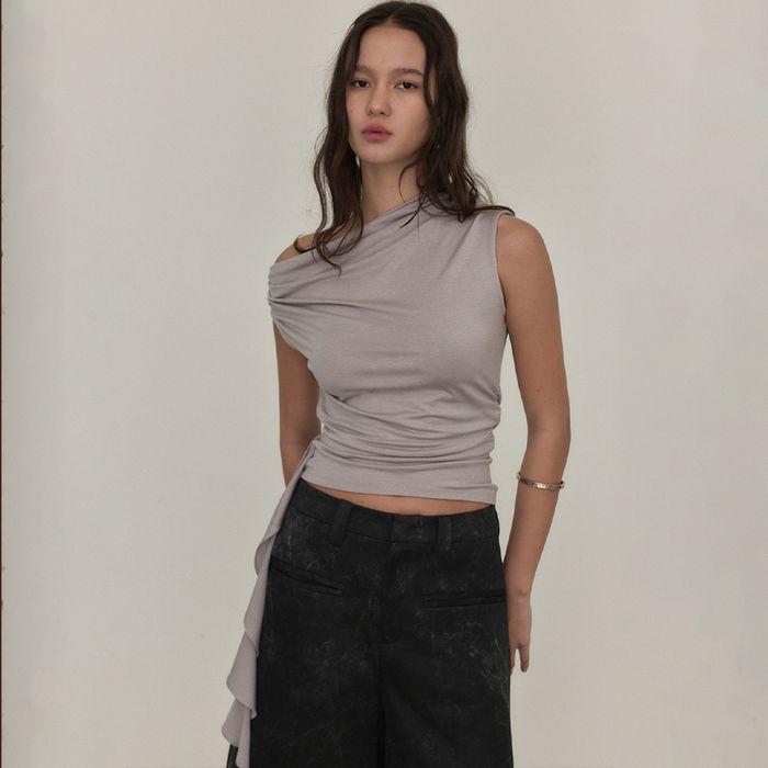 SIENNA DRAPING TOP_GRAY