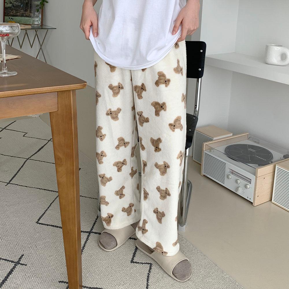 [당일출고🚀]부드러운 극세사 곰돌이 수면 잠옷바지