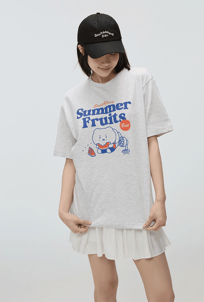 [망그러진곰] 망그러진 반팔 티셔츠(LIGHT MELANGE GRAY)_SPRLF37U02