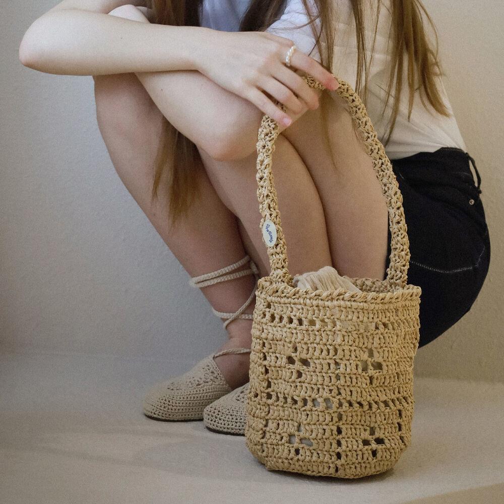 No.50 / Lily Bucket Bag _ Raffia (릴리 라피아 버킷백 크로쉐백 니트가방)