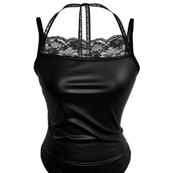 LEATHER HALTER CAMISOLE