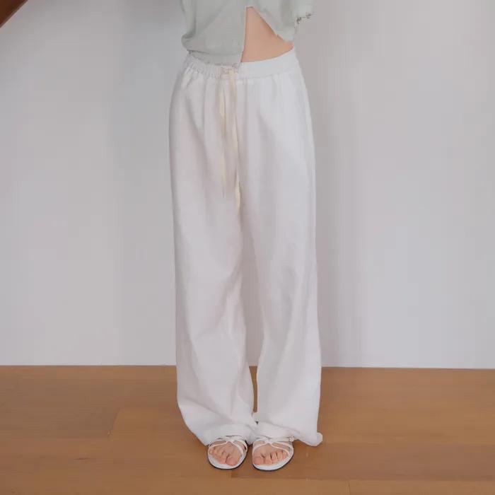 예약배송 5th) moui Linen banding slacks (O/WHITE)