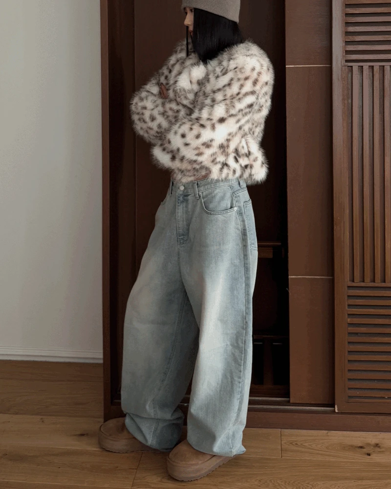 Ice wide denim pants