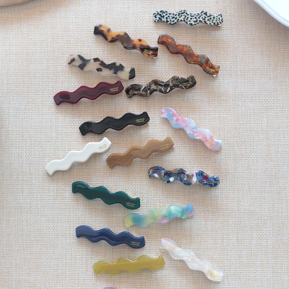 프랑스핀 호피 웨이브 앞머리 옆머리 포인트 헤어 집게핀