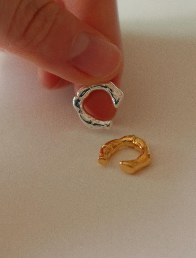 925silver 나뭇결 텍스쳐 실버925 이어커프 귀찌 1ea (2 color)