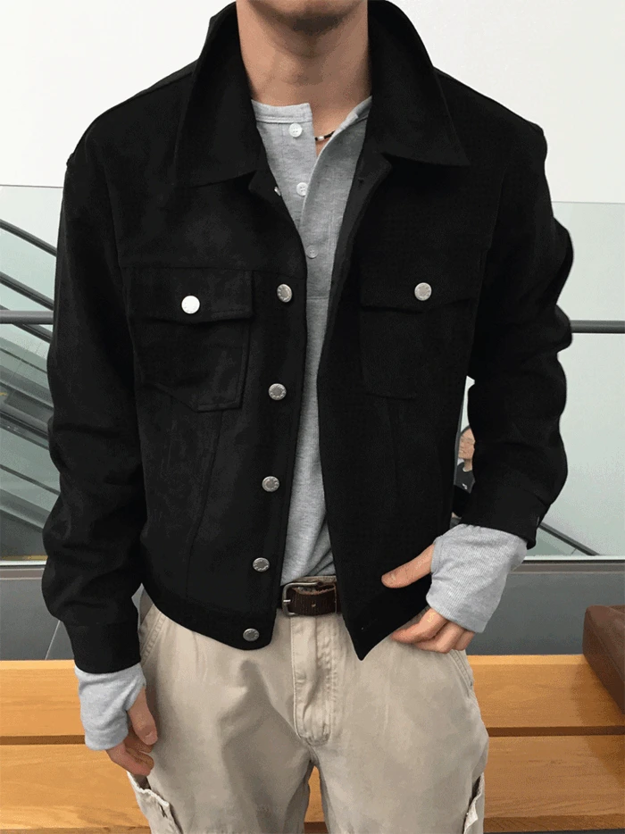 [추천상품/남녀공용/크롭핏] Beriel suade crop trucker jacket
