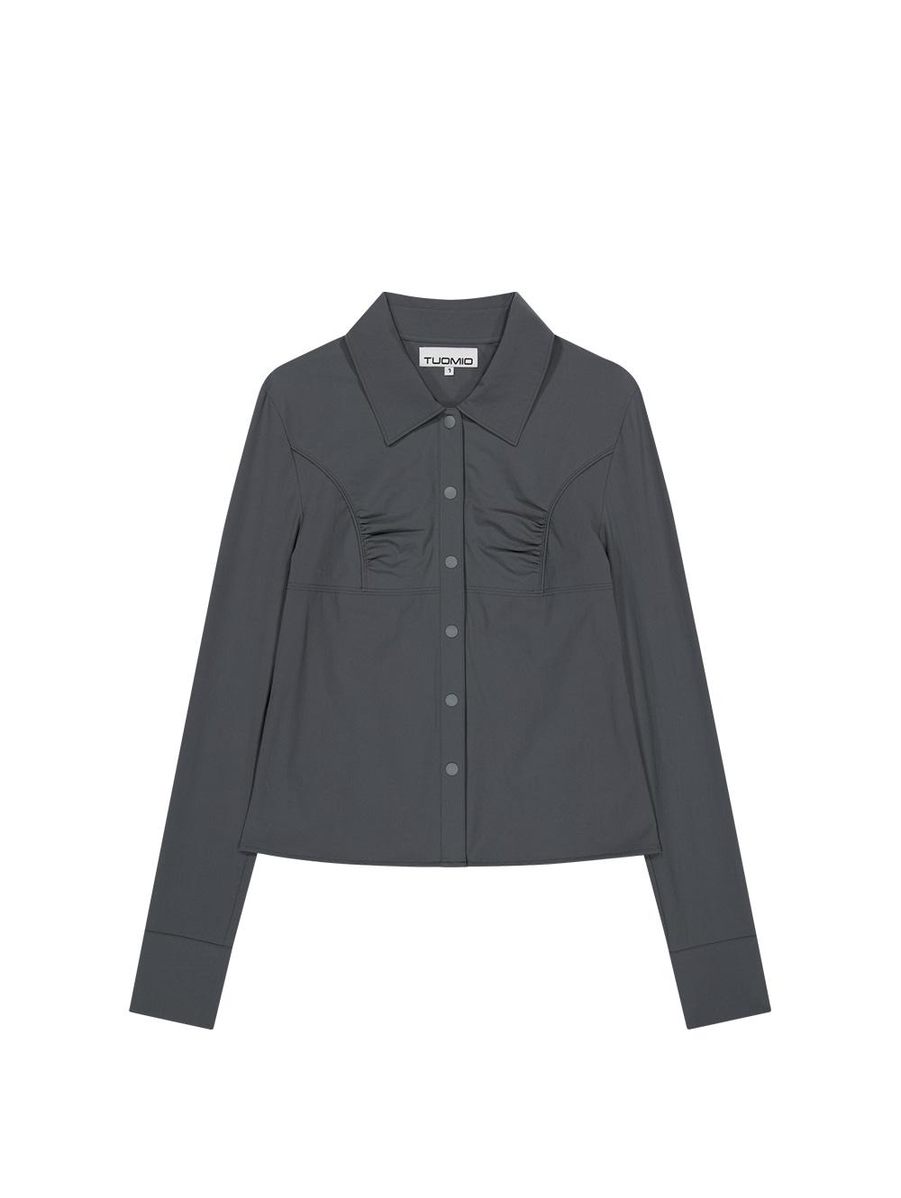 SHIRRED SLIM FIT SHIRT [CHARCOAL]