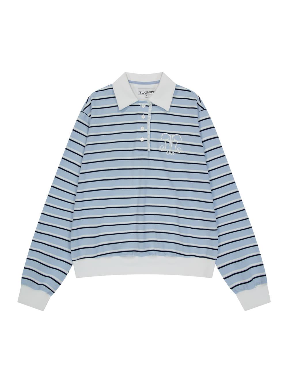 STRIPE EMBLEM POLO SHIRT [BABY BLUE]