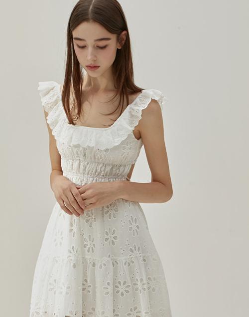 르넬 펀칭 롱 원피스