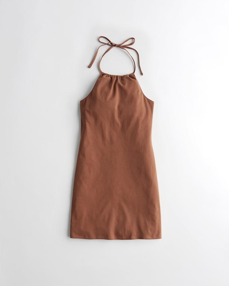 High-Neck Halter Mini Dress