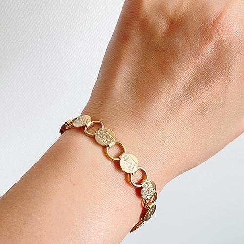 SARAH COV 골드톤 텍스쳐드 브레이슬릿