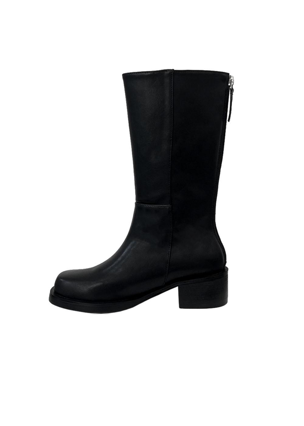 NO.23 BLACK DENSE MIDDLE BOOTS