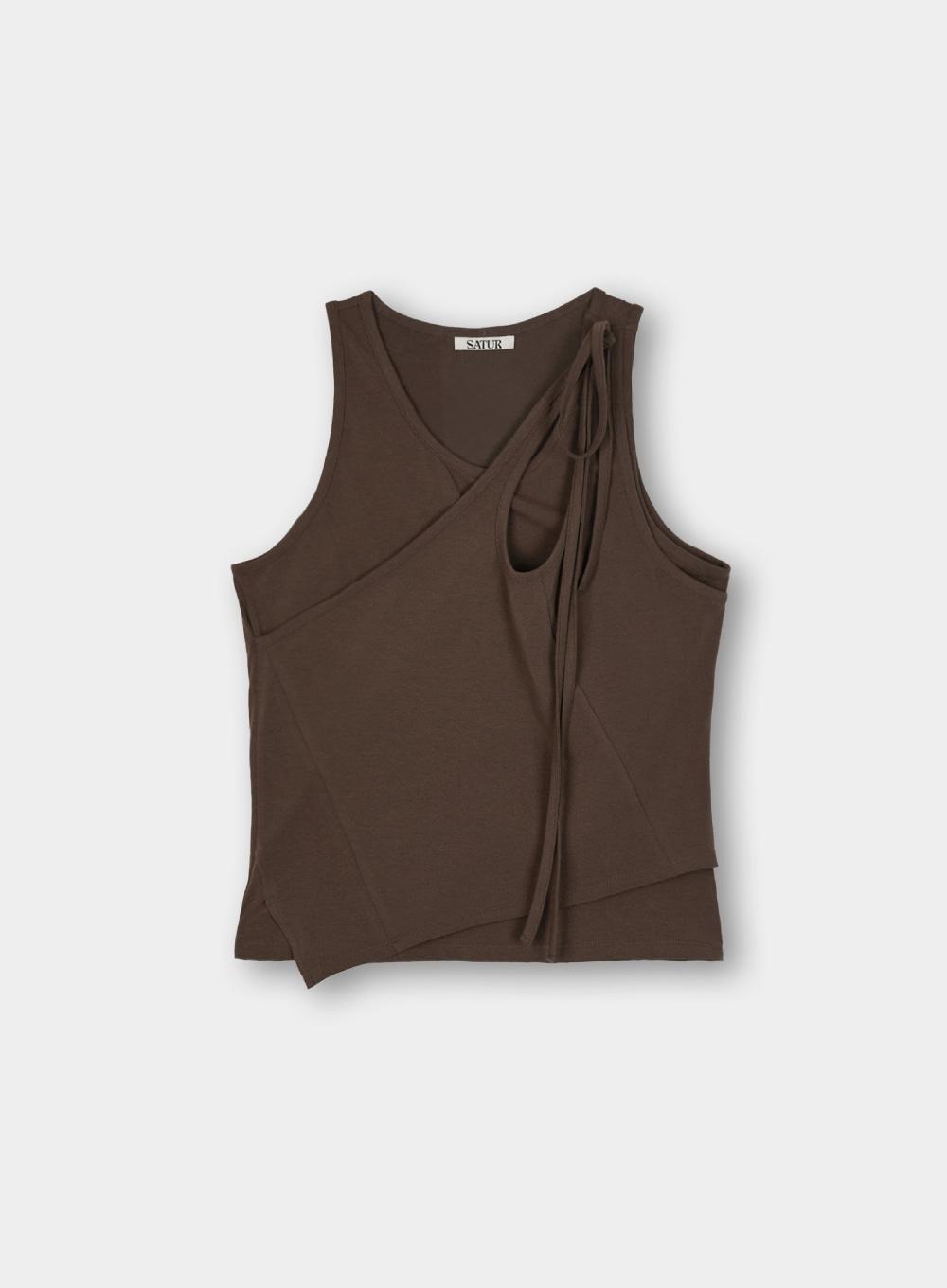 [4월 25일 예약배송]Rimini Layered Sleeveless Top - Umber Brown