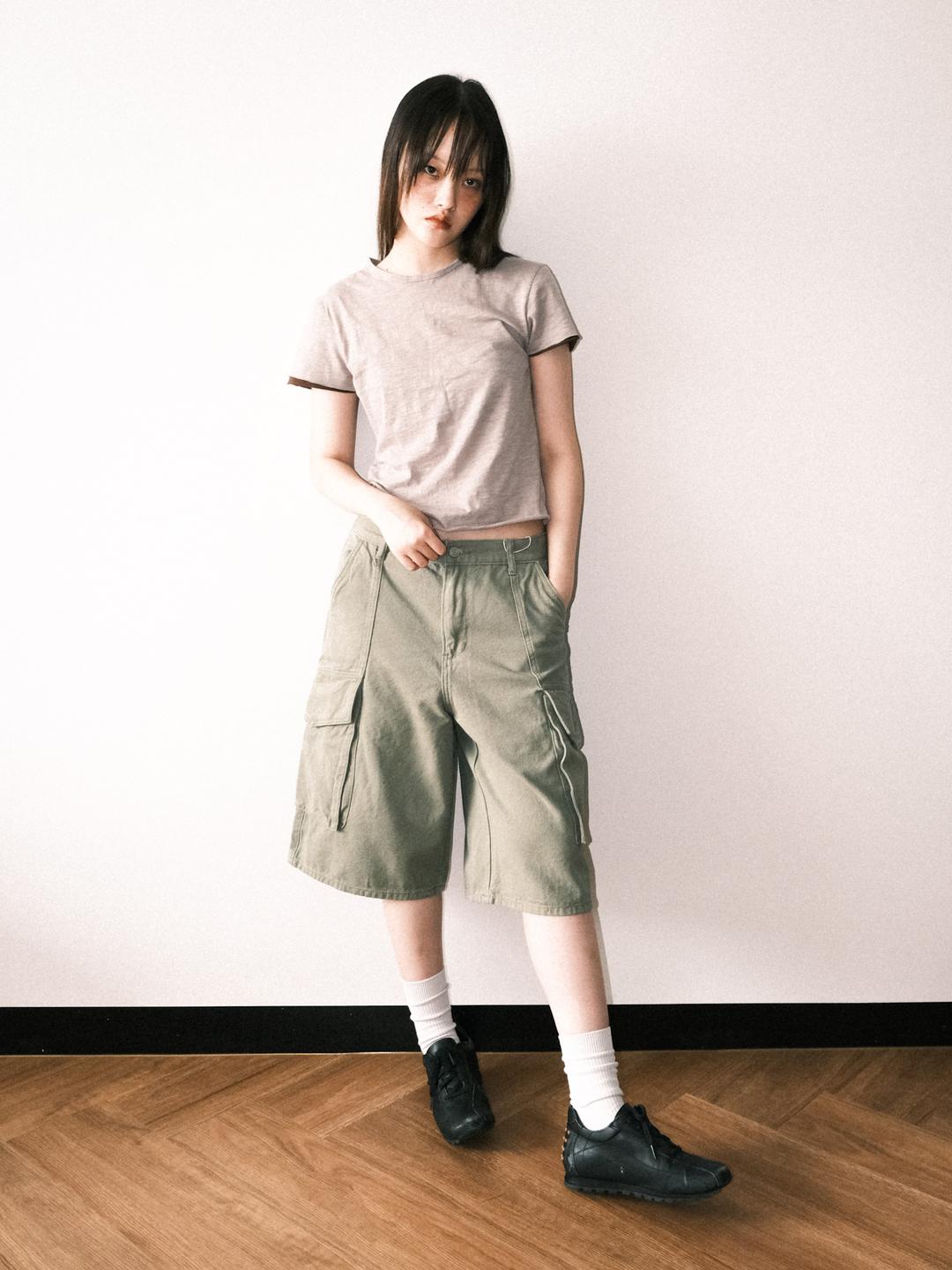 [Holiday Collection] Washed Cargo Bermuda Pants