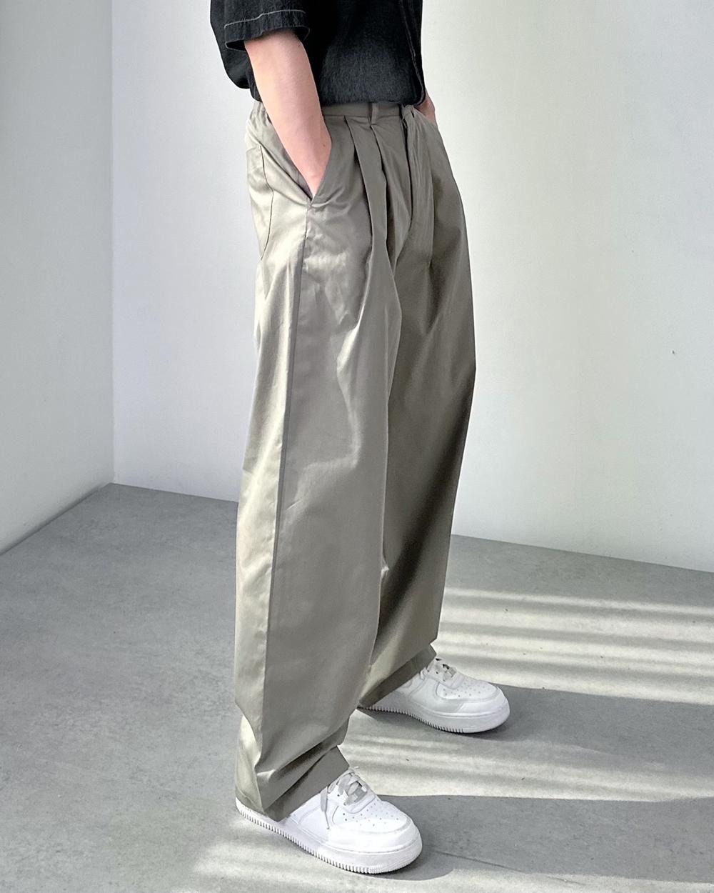 디노 핀턱 반밴딩 코튼 팬츠