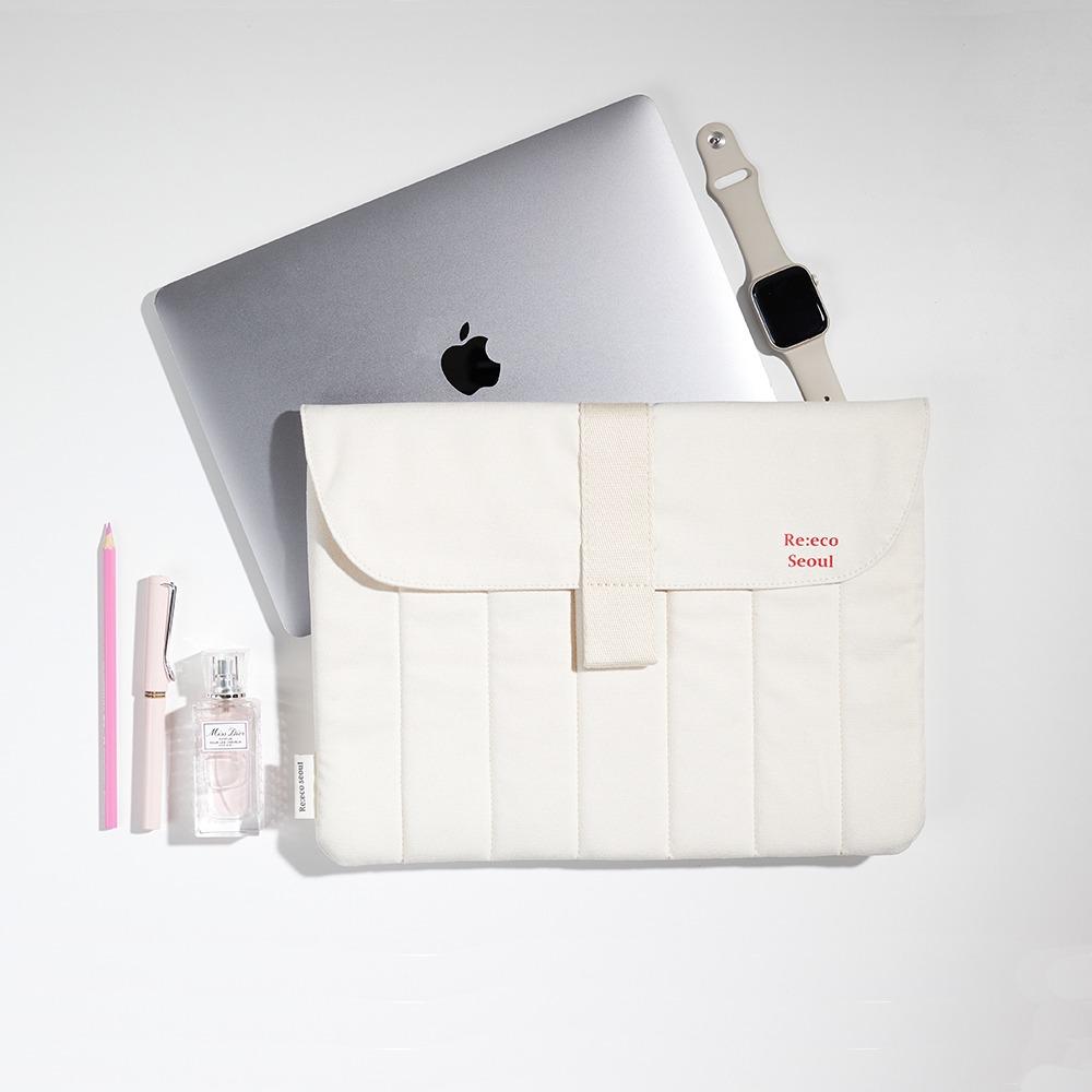 리에코 스콘 랩탑 파우치 (가로형) Cream (RE:PET line)