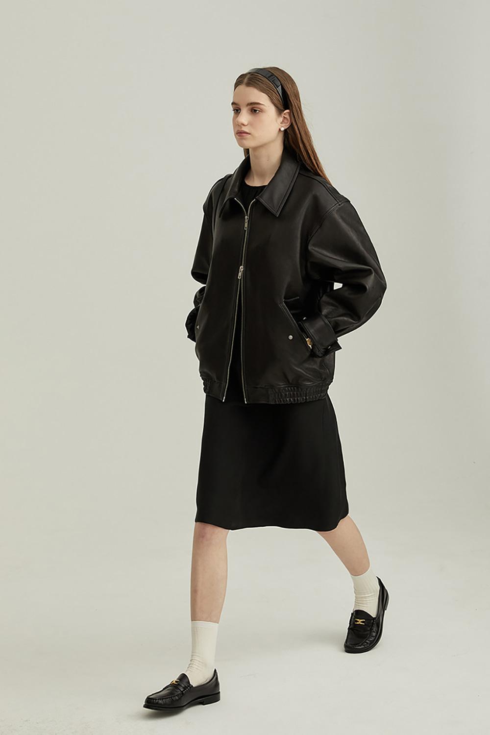 UNISEX ITALIAN LAMBSKIN LEATHER BLOUSON BLACK