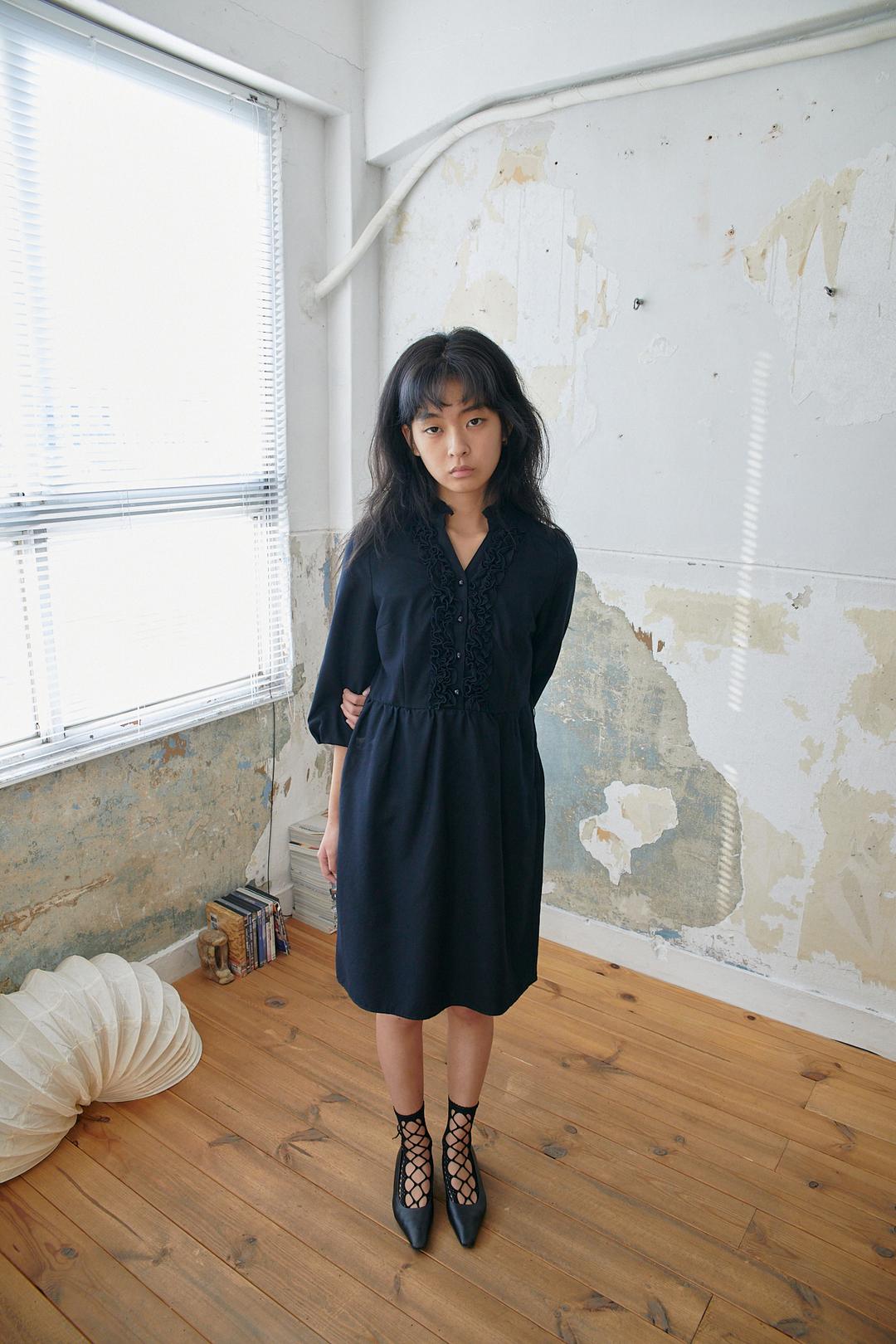 Vintage Frill Black Dress