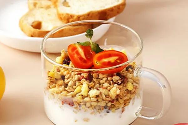 홈카페 손잡이 내열유리컵 투명 500ml 시리얼볼 커피잔 요거트볼