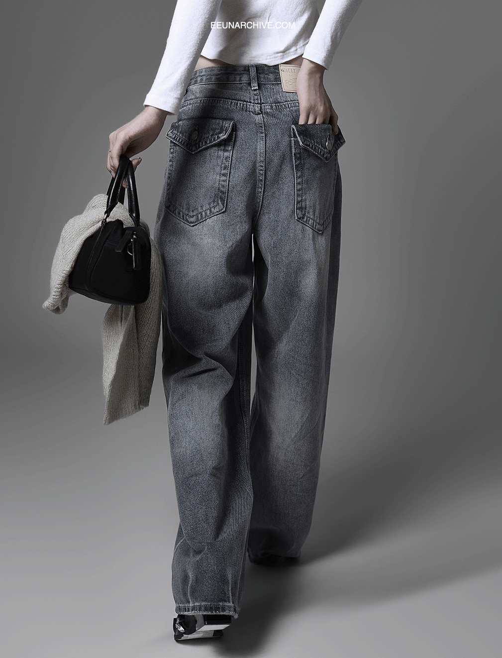 백포켓 와이드 데님팬츠