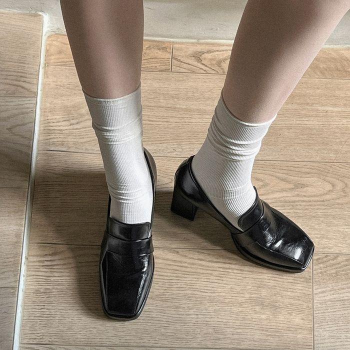 Steve 스퀘어 절개 로퍼 힐(6cm) _ APH373 l 3colors