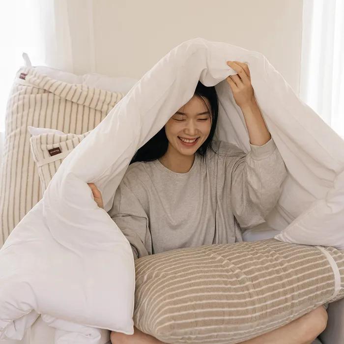 포근 모달 타올 베개커버 자루형_밀크티