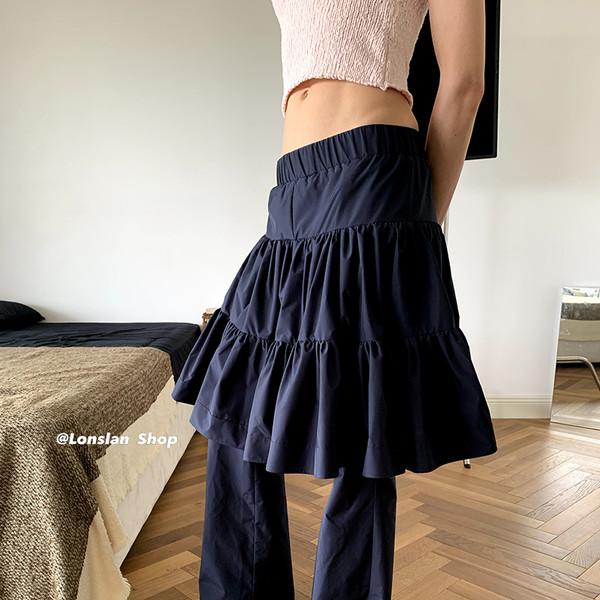 LONSLAN Puffled Skirt Featuring Two-Piece Pleated Pants