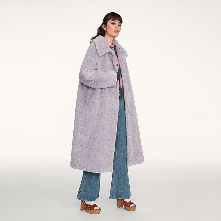 Bunny Fur Long Coat_Lilac