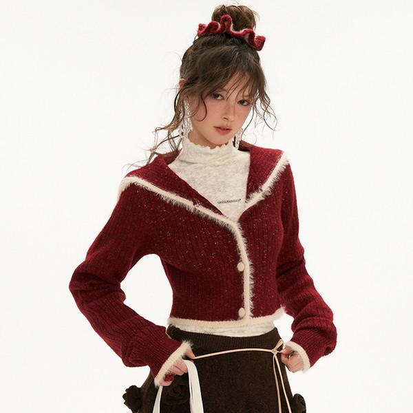 Sailor Collar Red Cardigan