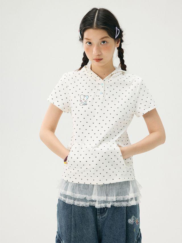 [ODD MAKER] Graphic Hooded Short Sleeve T-Shirt