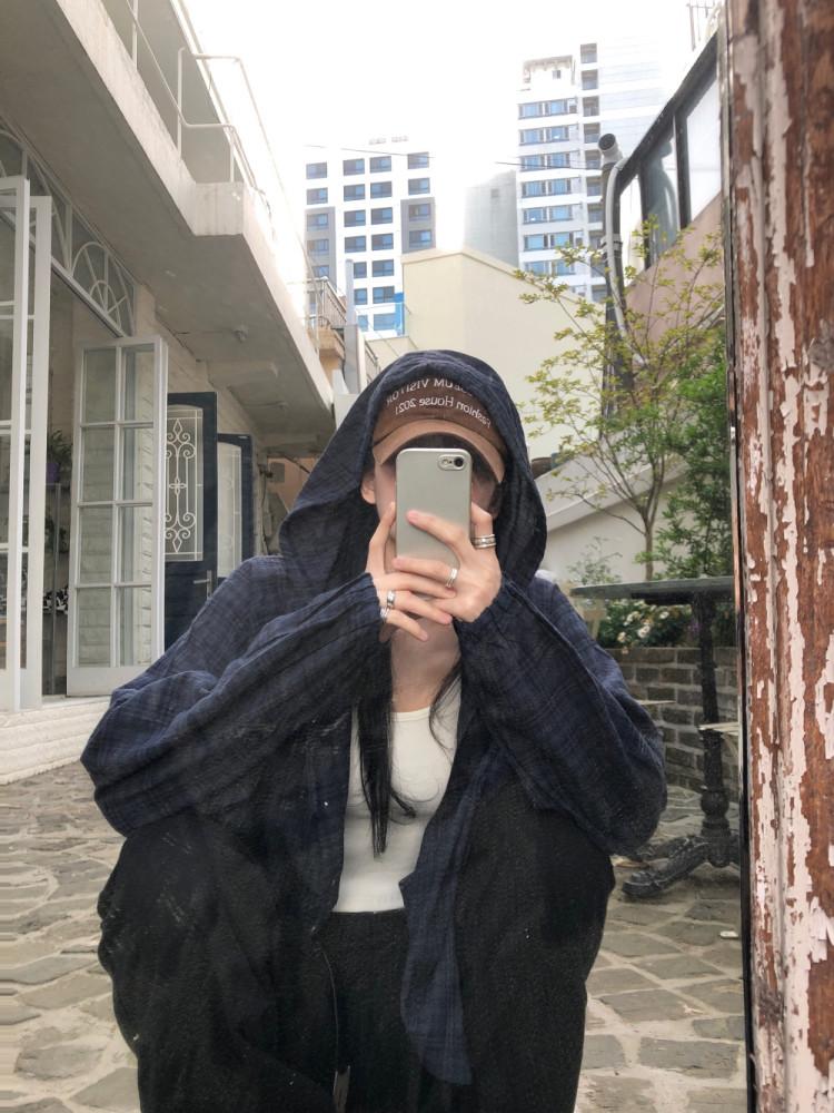 메스 썸머 후드 체크 셔츠 (2 color)