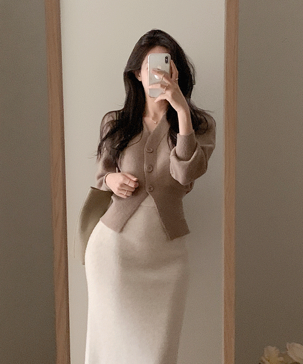 퍼빗 로에트 페미닌 트임 니트 가디건 - 3color