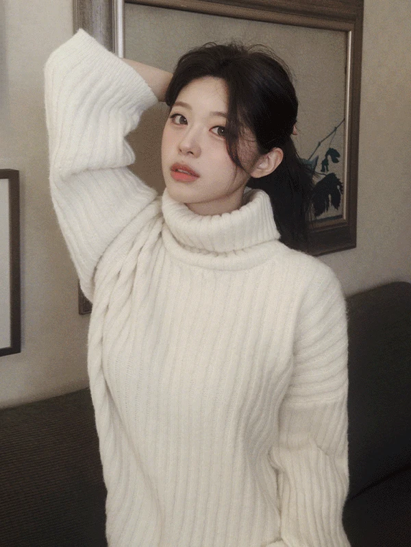 [오픈할인] only. 도톰폭닥 골지 터틀넥니트 - 3 color