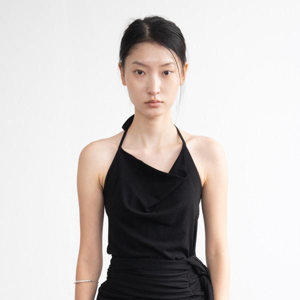Halter Knot Long Sleeveless (Black)