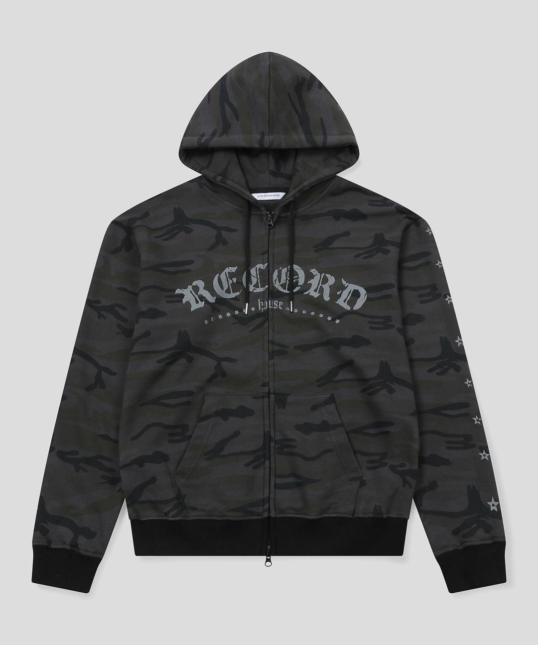 빈티지 카모 후드 집업_챠콜