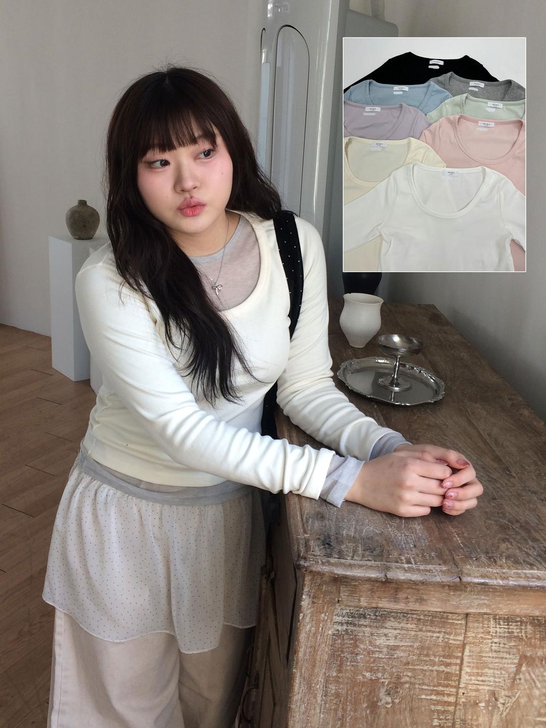 마들렌 슬림핏 유넥 긴팔티 (8 color)