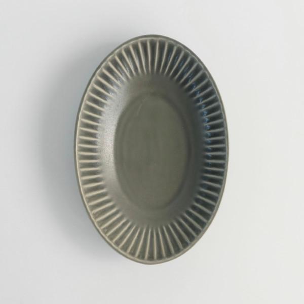 Matte Grey Oval Bowl