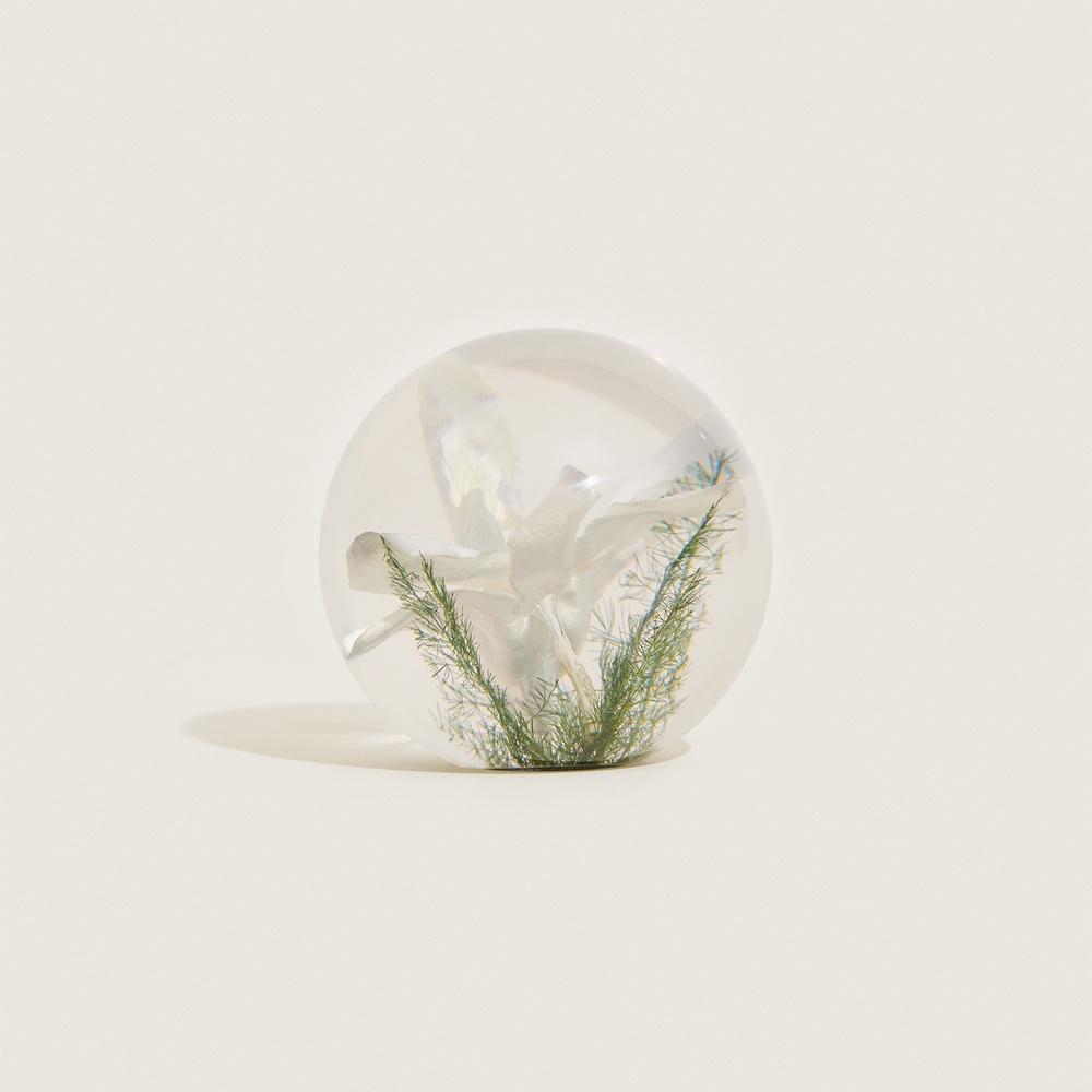 [Hafod Grange] White Orchid Paperweight - Small