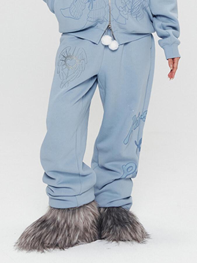 키르시 X 피투 그래픽 루즈핏 조거팬츠 [다크 블루]