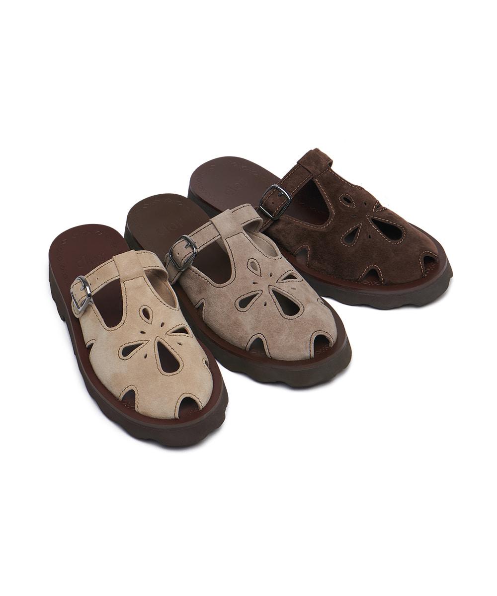 [박선아 착용] PETAL CUTOUT SLIPPERS(SUEDE) - 3 colors