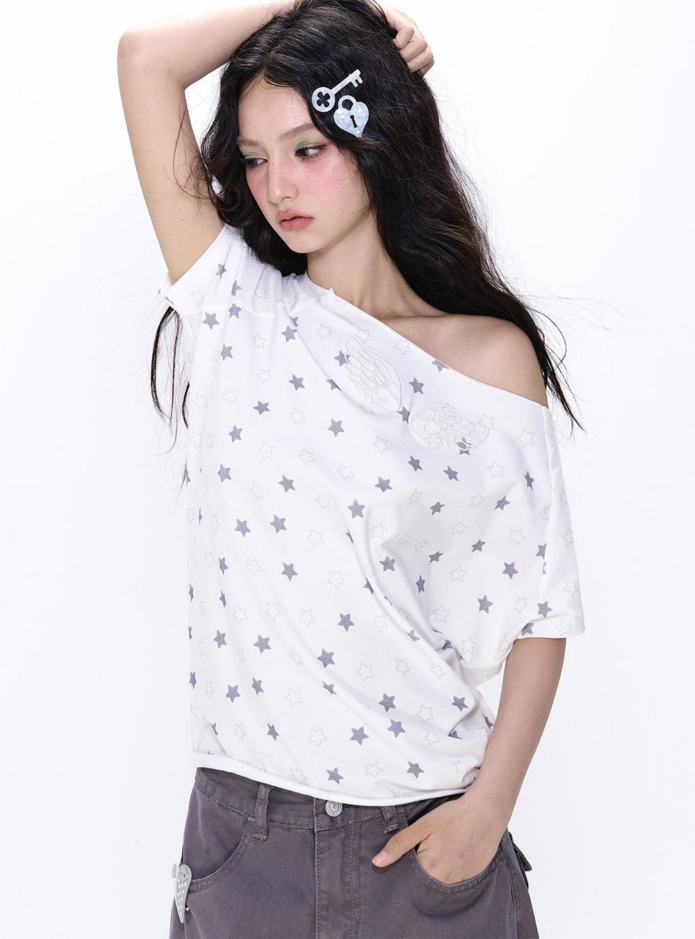 Wing Star One-Shoulder Top