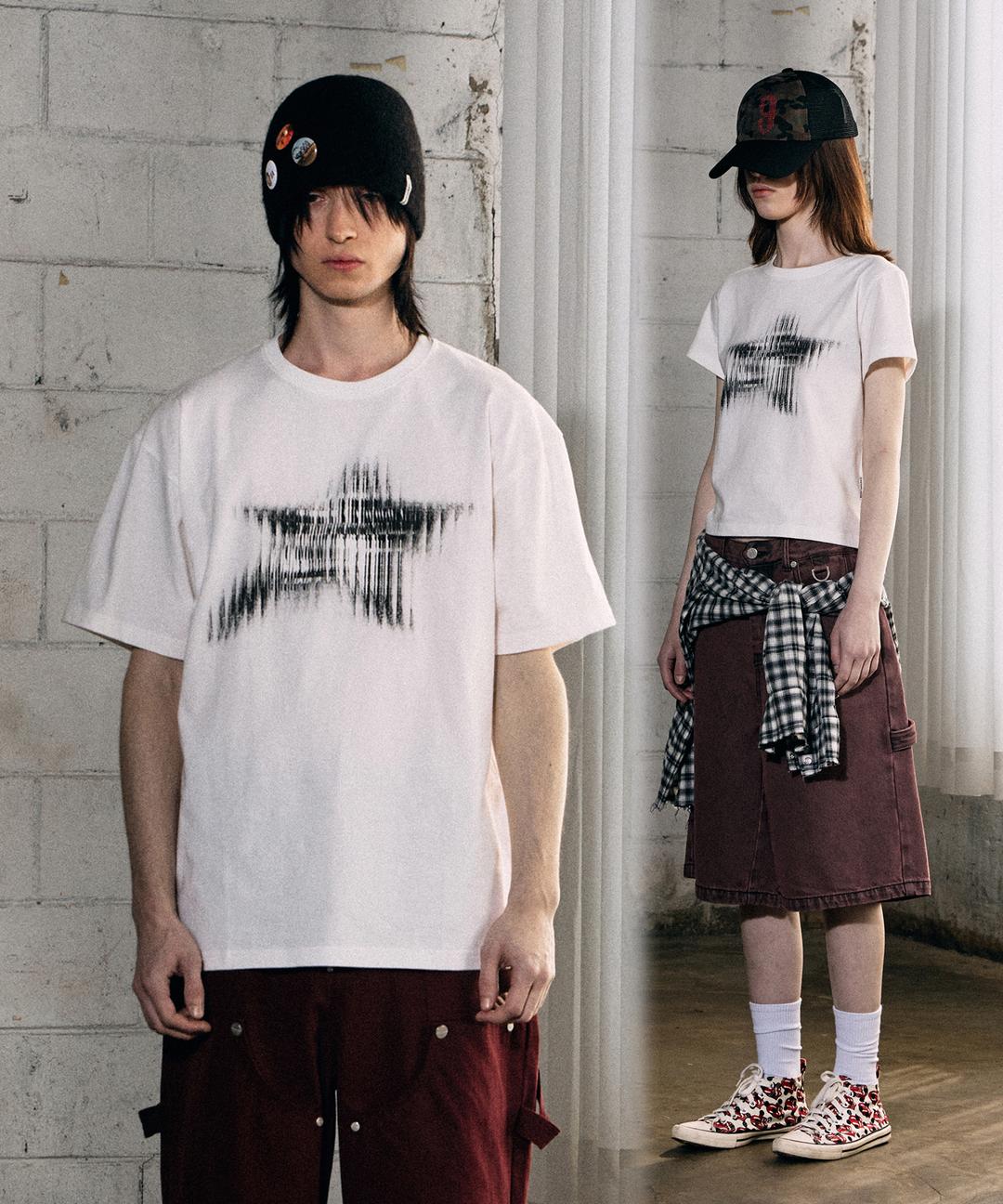 [M, L사이즈 5/19 예약배송] BLUR STAR TEE WHITE
