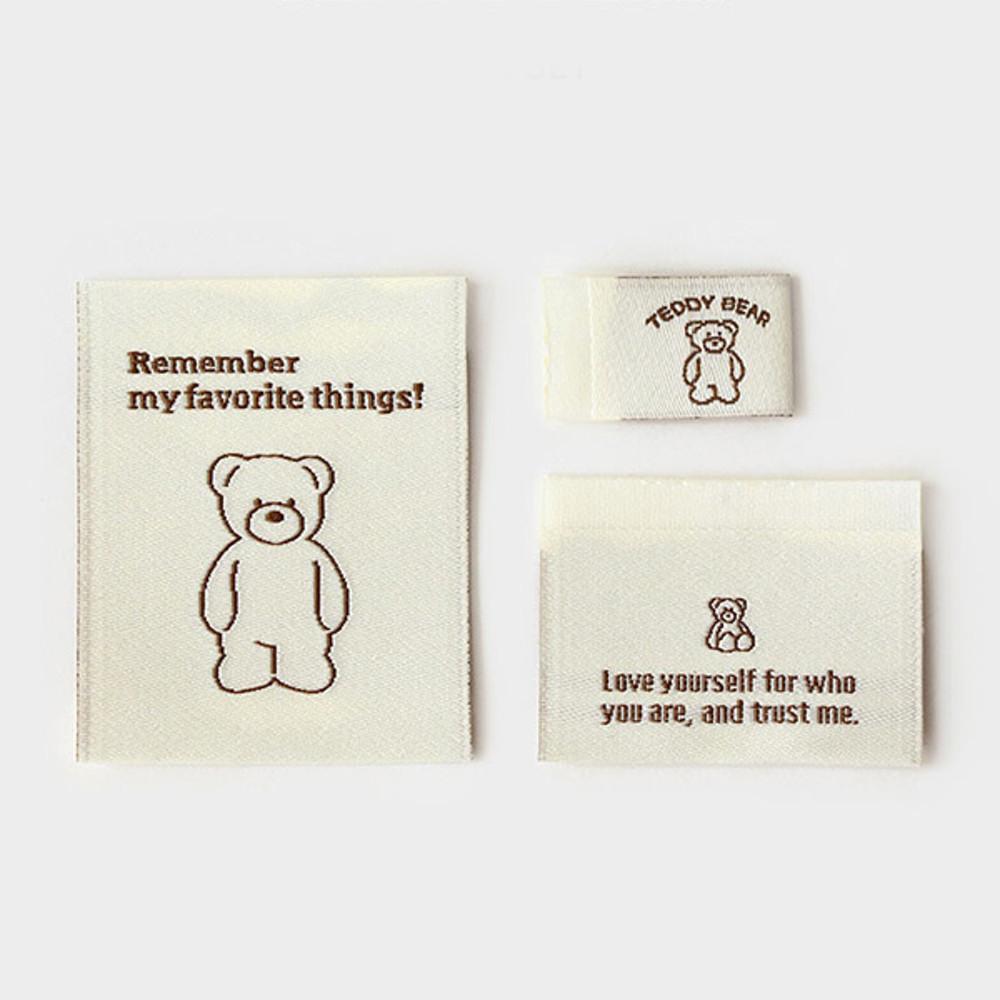 53-777 귀여운 곰돌이 테디베어 동물 직조라벨 세트_아이보리 ] 텍 옷택 티셔츠 바지 포켓 의류 컵받침 티매트 티코스터 파우치 에코백 가방 포인트 label