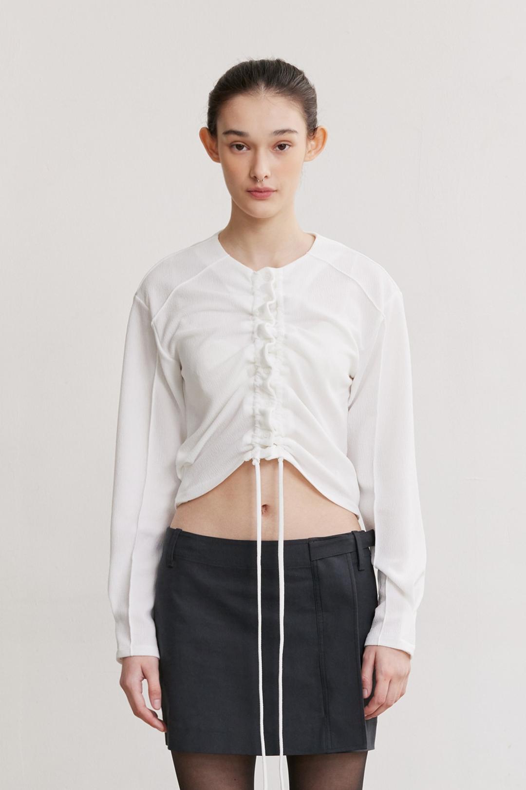 SHIRRING BUTTON CARDIGAN (IVORY)